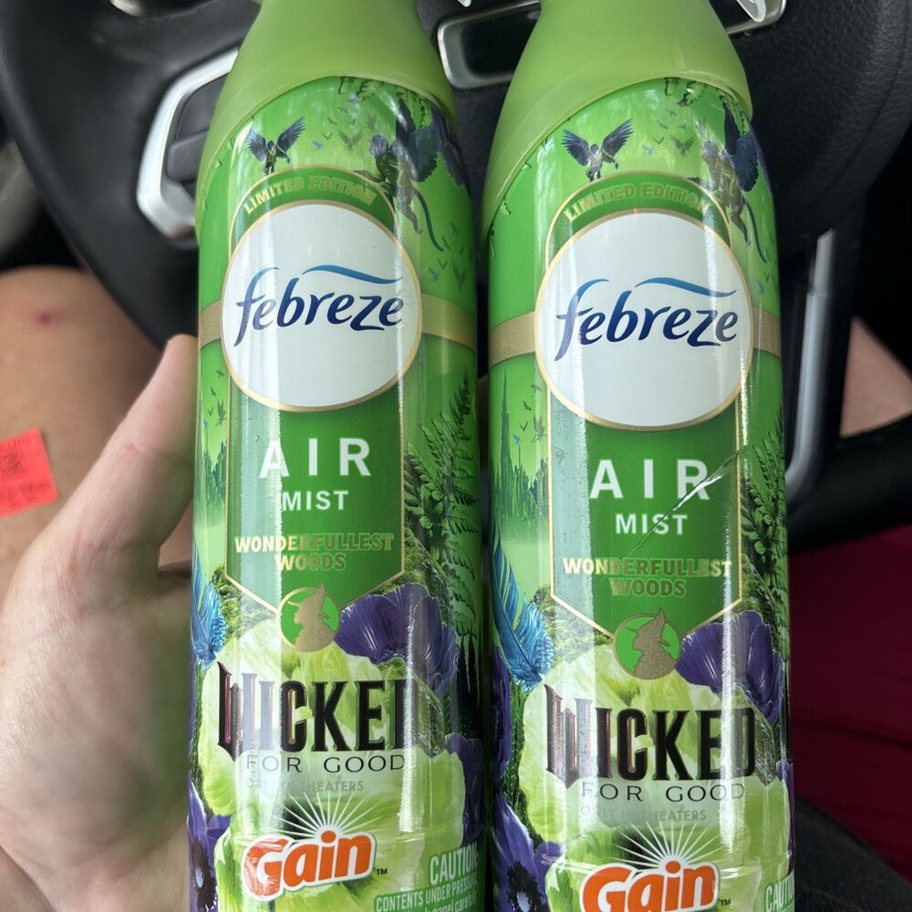 2 Limited Edition Febreze Air Mist Wonderfullest Woods Wicked For Good Gain 8.8